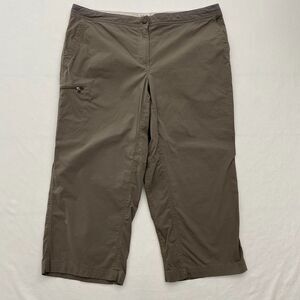 LL Bean Capri Cropped Pants Adjustable Waist Lightweight Pockets Womens 16 Brown